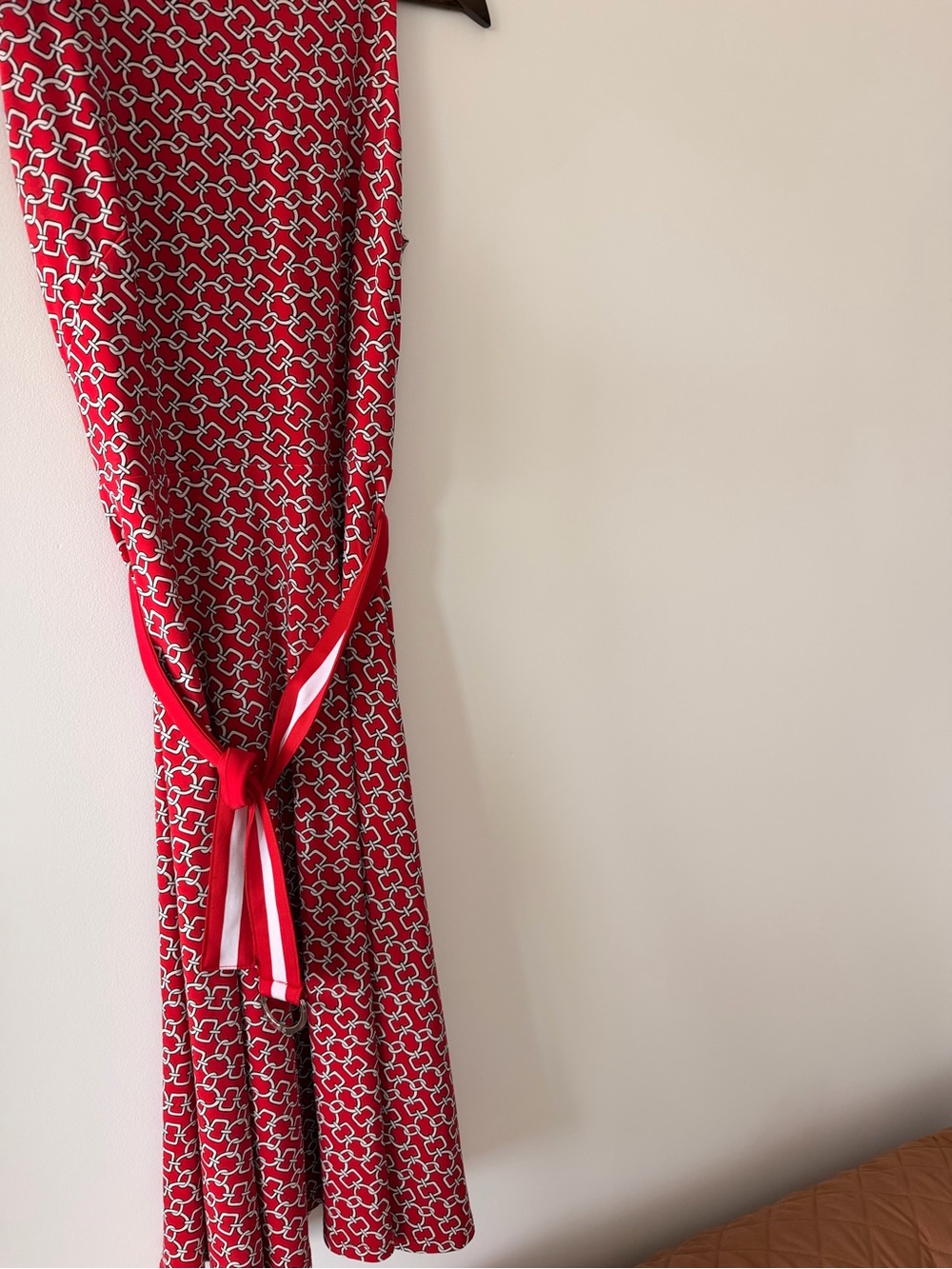 Ralph Lauren Red and White Chain-Link Sleeveless Dress - Picture 3 of 5